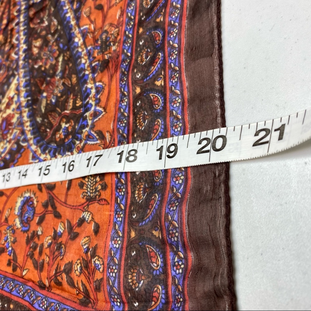 Silk Scarf, BRN/ORNG Lrg Paisley Silk Scarf, 20 X64" - Picture 4 of 5